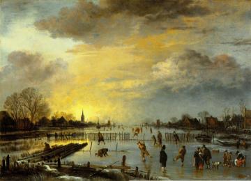 Winter Landscape with Skaters Artwork by Aert van der Neer