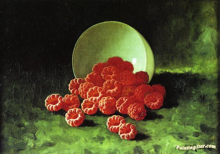 Still Life: Overturned Cup on Raspberries Artwork by Carducius Plantagenet Ream