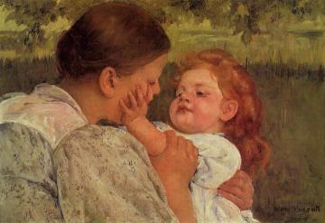 Maternal Caress Artwork by Mary Cassatt