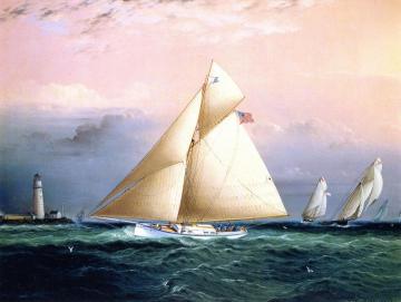 Yacht Race off Boston Light Artwork by James E. Buttersworth