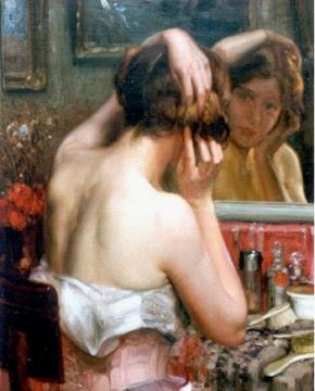 Young Woman at Her Toilet Artwork by Fernand Toussaint