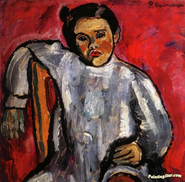 Natasha on a Chair Artwork by Pyotr Konchalovsky