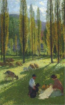Les Peupliers - La Couture Artwork by Henri Martin