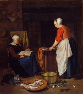 An Old Woman Asleep Artwork by Gabriel Metsu