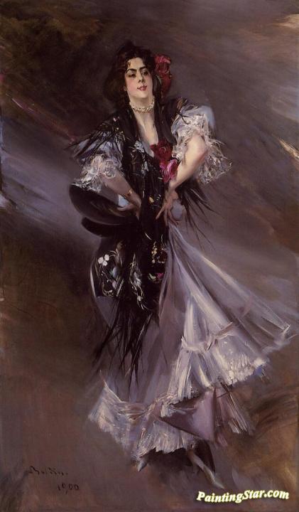 Portrait Of Anita De La Ferie, The Spanish Dancer Artwork by Giovanni Boldini