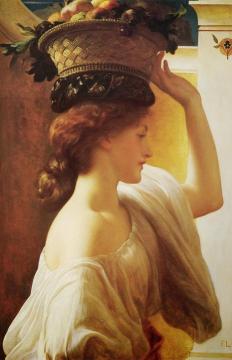 A Girl with a Basket of Fruit Artwork by Sir Frederick Lord Leighton