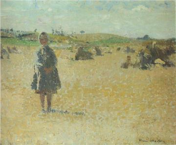 Young girl in the fields Artwork by Henri Martin