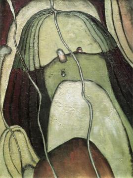 River Bottom, Silver, Ochre, Carmine, Green Artwork by Arthur Dove