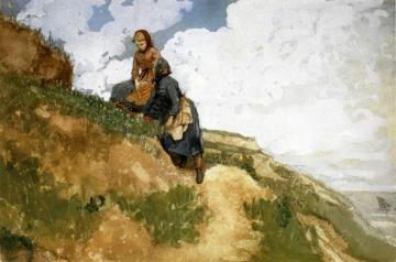 Girls On A Cliff Artwork by Winslow Homer