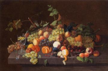 Fruit Still Life with Glass of Lemonade Artwork by Severin Roesen