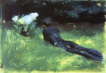 Paul Helleu Lying in a Field Artwork by John Singer Sargent