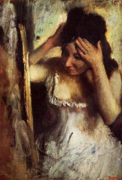 Woman Combing Her Hair before a Mirror Artwork by Edgar Degas