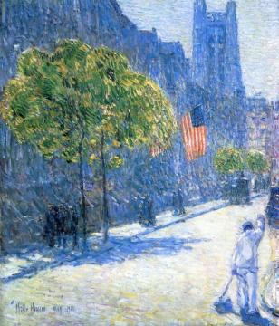 Just Off the Avenue, Fifty-Third Stret, May, 1916 Artwork by Frederick Childe Hassam