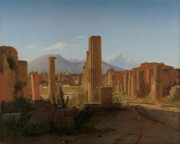 The Forum At Pompeii With Vesuvius In The Background Artwork by Christen Kobke