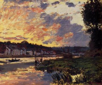 The Seine at Bougeval, Evening Artwork by Claude Oscar Monet