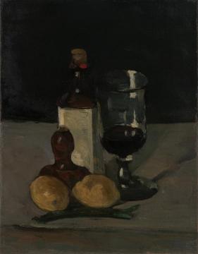 Still Life With Bottles, Glass And Lemons Artwork by Paul Cezanne