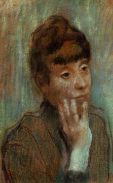 Portrait of a Woman Wearing a Green Blouse Artwork by Edgar Degas