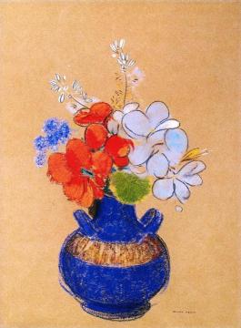Flowers in a Blue Vase Artwork by Odilon Redon