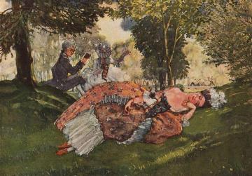 Young Woman Sleeping on the Grass Artwork by Konstantin Somov