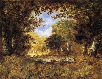 Pond in the Woods Artwork by Narcisse Diaz de la Pena