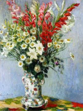 Bouquet of Gladiolas, Lilies and Dasies Artwork by Claude Oscar Monet