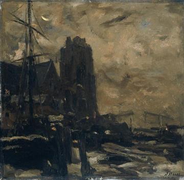 Dordrecht bij avond Artwork by Jacob Maris