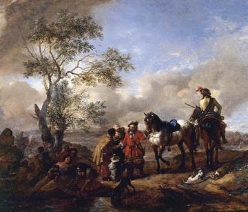 The Halt at a Gypsy Camp Artwork by Philips Wouwermans