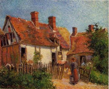 Old Houses at Eragny Artwork by Camille Pissarro