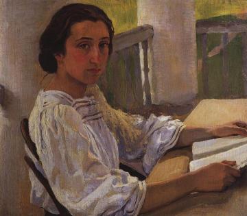 Portrait of M. E. Solntseva, the Artist's Sister Artwork by Zinaida Serebriakova