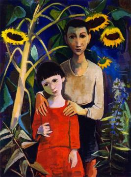 Children Under Sunflowers Artwork by Karl Hofer