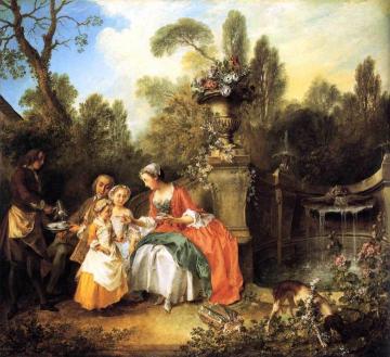 Lady and Gentleman with two Girls and a Servant Artwork by Nicolas Lancret