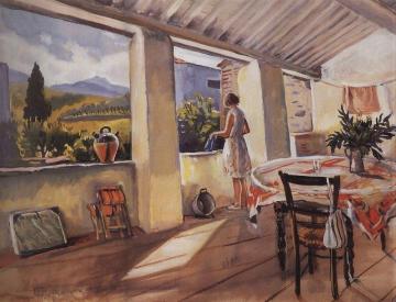 Terrace in Collioure Artwork by Zinaida Serebriakova
