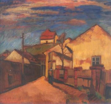 Road through a Village Artwork by Otakar Nejedlý