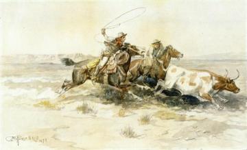Bronk In A Cow Camp Artwork by Charles Marion Russell