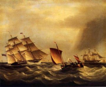 Shipping in Rough Seas Artwork by James E. Buttersworth