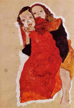 Two Girls Artwork by Egon Schiele