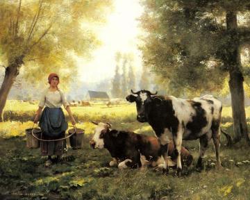 A Milkmaid with her Cows on a Summer Day Artwork by Julien Dupre