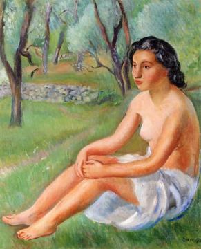 Nude Seated In The Countryside Artwork by Joaquin Sunyer y Miro