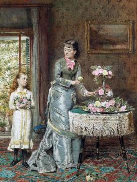 Arranging the Flowers Artwork by George Goodwin Kilburne