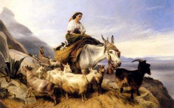 Goatherds, Gibraltar Looking Across The Strait Into Africa Artwork by Richard Ansdell