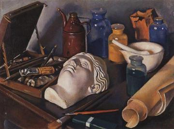 Still Life with Attributes of Art Artwork by Zinaida Serebriakova