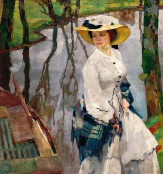 On the River Bank Artwork by Leo Putz