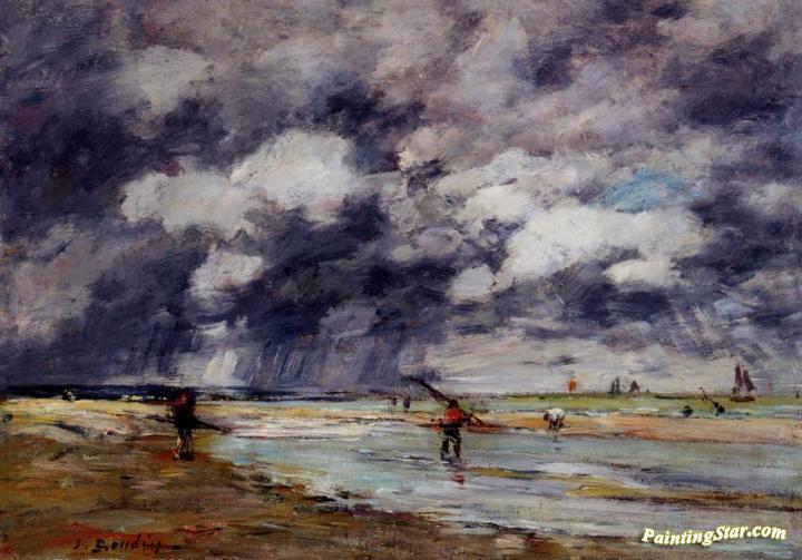 Shore at Low Tide, Rainy Weather, near Trouville Artwork by Eugène-Louis Boudin