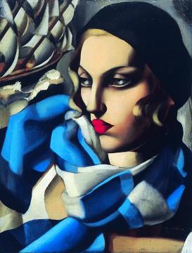 The Blue Scarf Artwork by Tamara De Lempicka