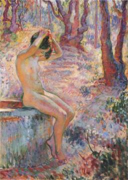Young girl by fountain Artwork by Henri Lebasque