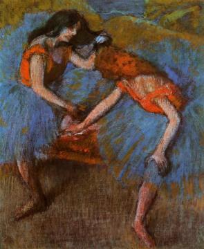 Two Dancers with Yellow Blouses Artwork by Edgar Degas