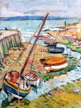 The Harbor at Largon Artwork by George Leslie Hunter