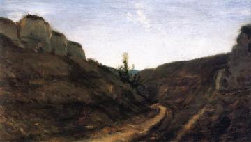A Country Road in a Hilly Landscape Artwork by Stanislas Lepine
