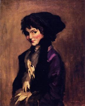 Yolande In Gray Tippet Artwork by John Sloan