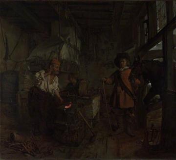 The Interior of a Smithy Artwork by Gabriel Metsu
